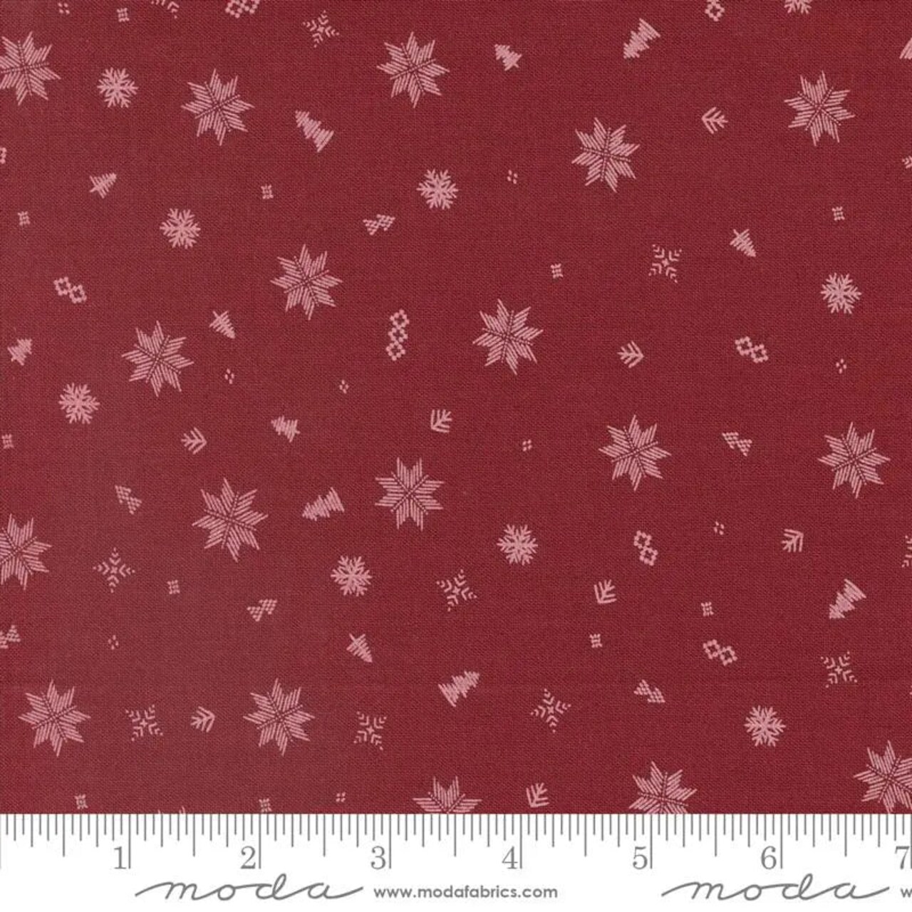 Cozy Wonderland Red Burgundy Snowflakes 44"/45" Fabric Per Yard